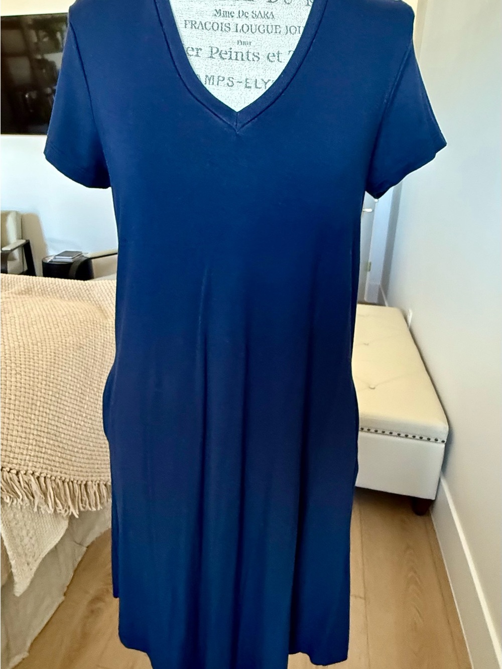Karen Kane Navy Short-Sleeve V-Neck Swing Dress - Picture 3 of 6
